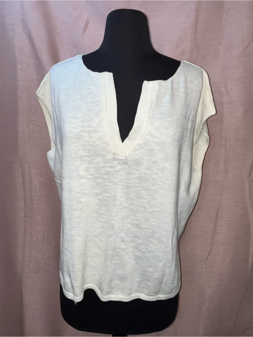 Free People Beach Lightweight Cream Split-Neck Women's Top Xs
